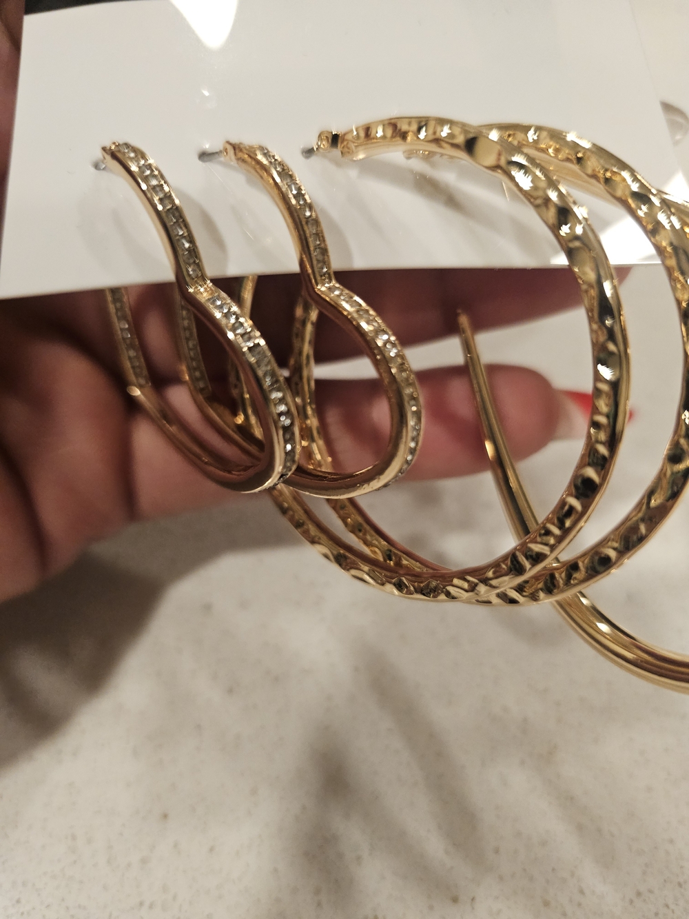 2 Pairs Gold Hoop Earring Set - Women's Jewelry